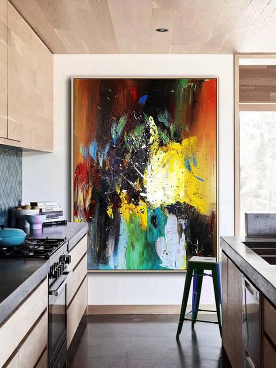 Brown Knife Abstract Canvas Artwork 2TAVK wall art